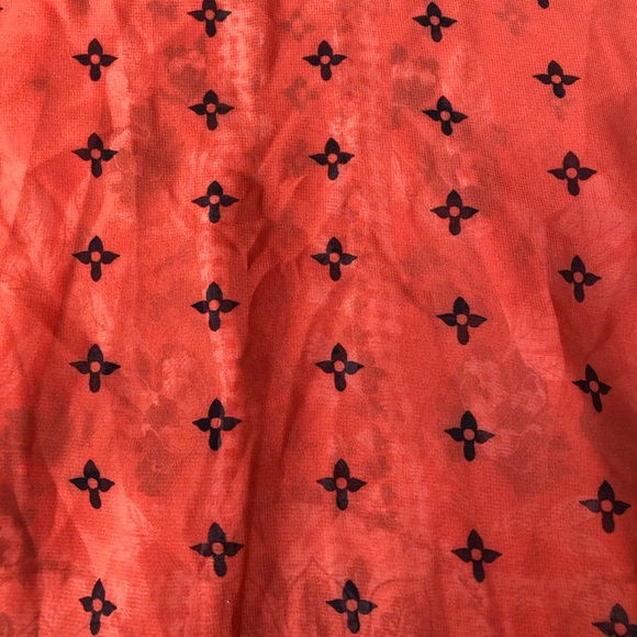 NWT STYLE & CO SHEER ORANGE BLOUSE WITH BLACK & WHITE PATTERN - Picture 8 of 8